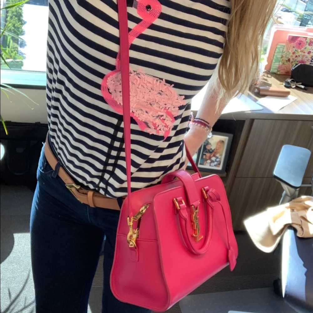 YSL Pink Monogram Calfskin Baby Cabas Bag - Picture 3 of 8